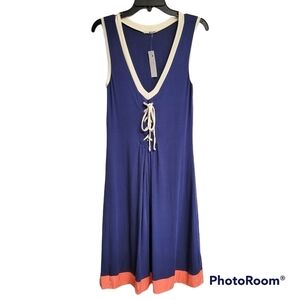 Lamade Blue And Orange Jersey Knit Sleeveless Tank Dress